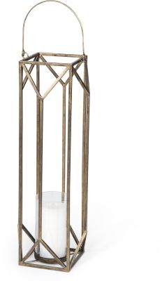 Ivy Lantern (Small - Gold Metal Geometric Cage Candle Holder)