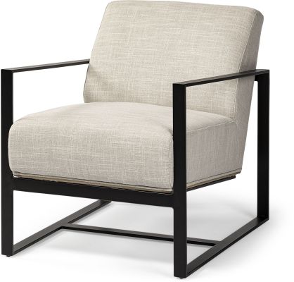 Stamford Accent Chair (Beige Fabric & Black Metal)