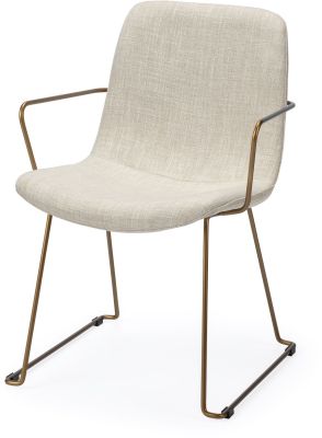 Sawyer Dining Chair (Beige Fabric Wrap Gold Metal Frame)