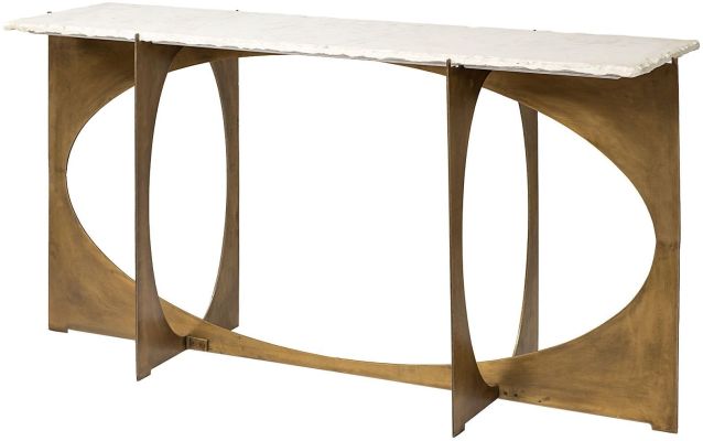 Reinhold Console Table (White Marble & Gold Metal)