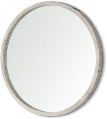 Gambit Wall Mirror (46 In Round - White Wash Wood)