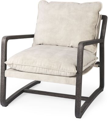 Brayden Accent Chair (Dark Brown Wood with Cream Fabric Seat)