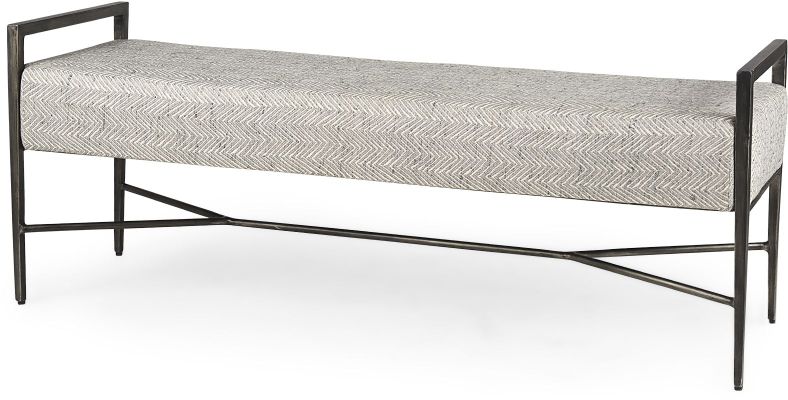 Charlotte Bench (Beige Fabric Seat with Black Metal Frame)