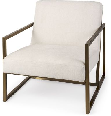 Armelle Accent Chair (Cream Fabric Seat with Gold Metal Frame)