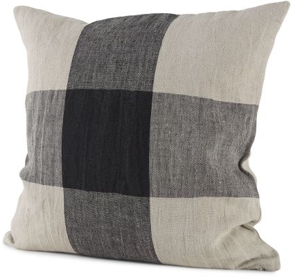 Raquel Decorative Pillow (18x18 - Beige & Black Fabric Plaid Cover)