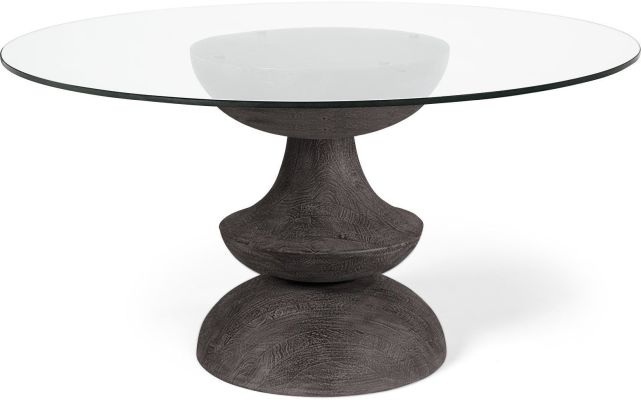 Crossman Dining Table (Glass Glass & Brown Wood)