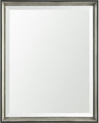 Bathroom Vanity Mirror (24x30 - Black & Grey Faux Wood Beveled Frame)