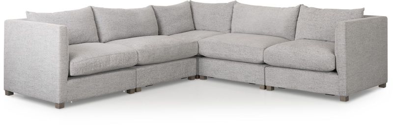 Valence Modular Sofa (5 Piece Set - Medium Grey)