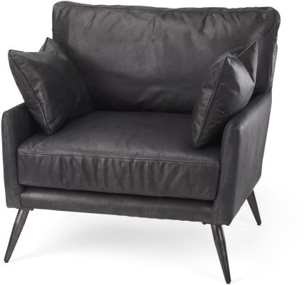 Cochrane Accent Chair (Black Leather & Grey Iron)