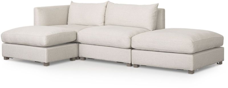 Valence Modular Sofa (4 Piece Set with Two Ottomans - Beige)