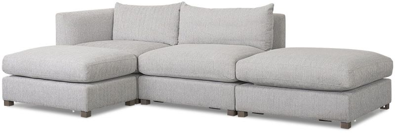 Valence Modular Sofa (4 Piece Set with Two Ottomans - Light Grey)
