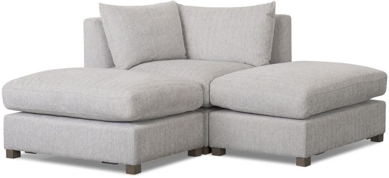Valence Modular Sofa (3 Piece Set with Two Ottomans - Light Grey)