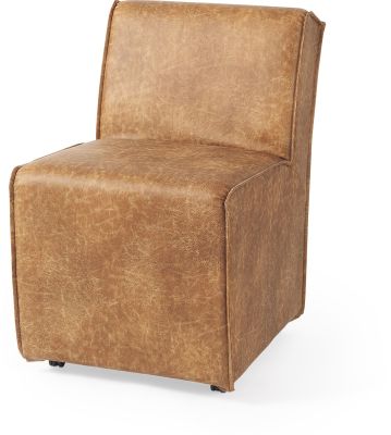Damon Dining Chair (Set of 2 - Cognac Brown Faux Leather)