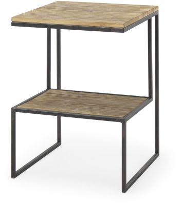 Ronin Accent Table (Square Wood & Black Metal)