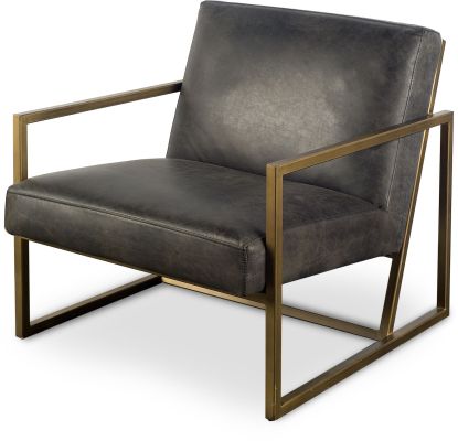 Armelle Accent Chair (Black Leather & Gold Metal)