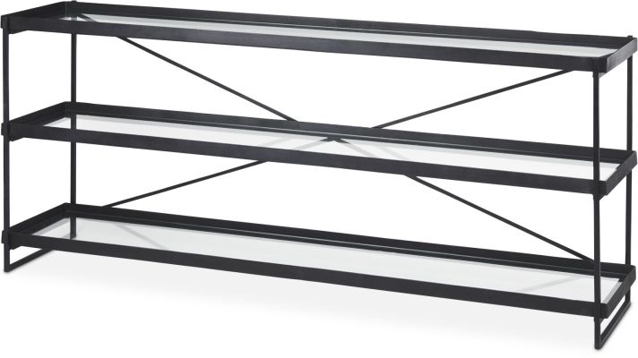 Trey Console Table (Black Metal &  Glass)