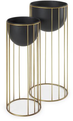 Danica Plant Stand (Black and Gold  Metal)