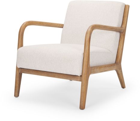 Cashel Accent Chair (Light Brown Wood & Beige Fabric)