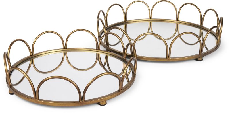 Lenore Mirror Trays (Gold Metal)