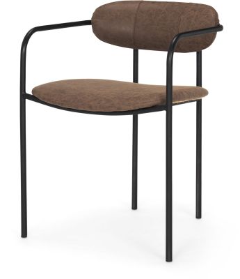 Parker Dining Chair (Set of 2 - Brown Faux Leather & Black Metal)
