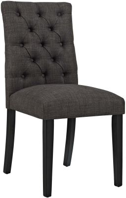 Duchess Dining Chair (Brown Button Tufted Fabric)