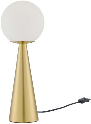 Apex Glass Globe Glass Table Lamp (White Satin Brass)