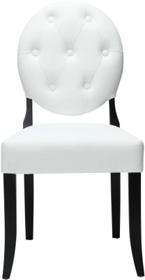 Button Dining Vinyl Side Chair (White)