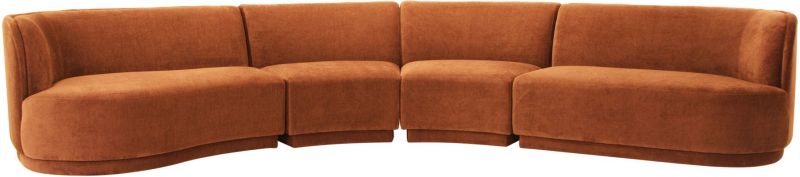 Yoon Eclipse Modular Sectional Chaise (Left - Fired Rust)
