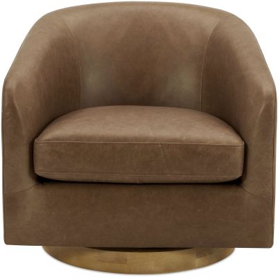 Oscy Swivel Chair (Tan Leather)