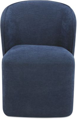 Larson Rolling Dining Chair (Navy Blue Performance Fabric)