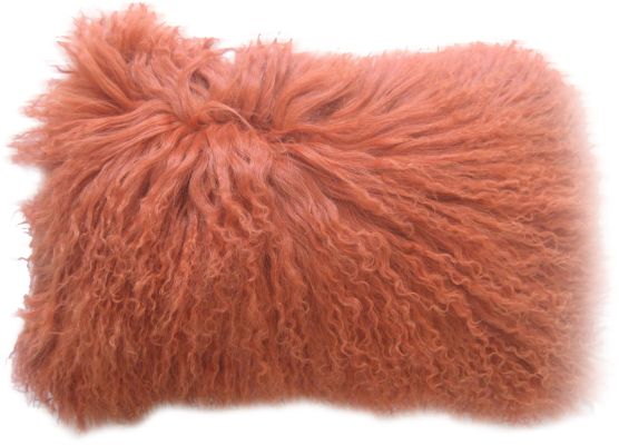 Lamb Fur Pillow (Rectangular -  Orange)