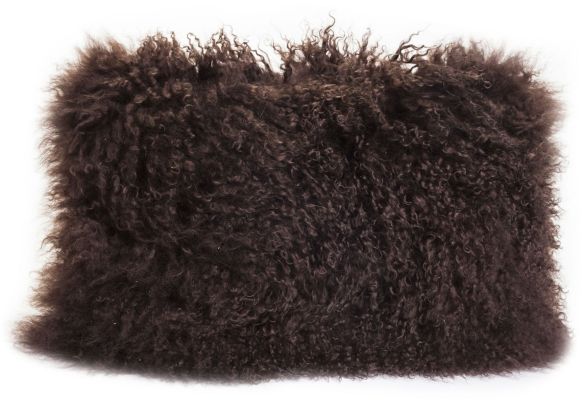 Lamb Fur Pillow (Rectangular -  Dark Brown)