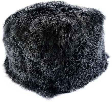 Lamb Fur Pouf (Black Snow)