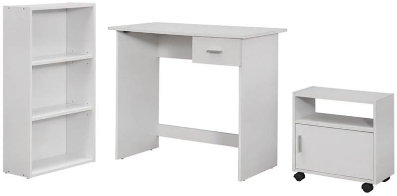 Steam Computer Desk (3 Piece Set - White)