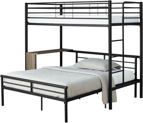 Raburg Bunk Bed with Desk (Black Frame with Taupe Desk)