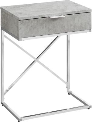 Linkuva End Table (Grey Cement with Chrome Base)