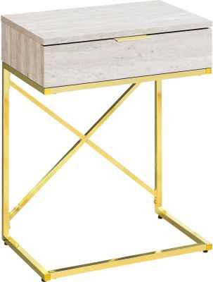 Linkuva End Table (Beige with Gold Base)