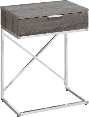 Linkuva End Table (Dark Taupe with Chrome Base)