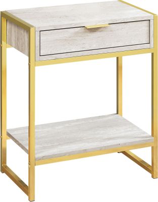 Ramygala End Table (Beige Marble with Gold Base))