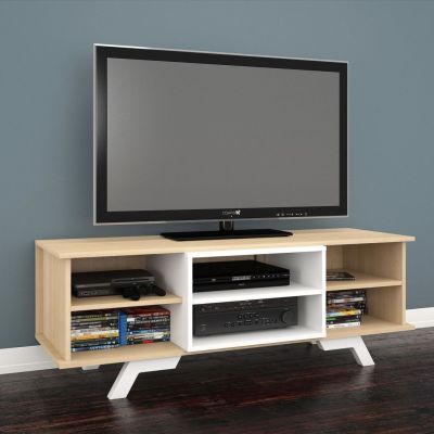 Stiletto TV Stand 54-inch (Natural Maple & White)