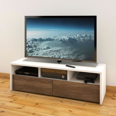 Liber-T 60-inch TV Stand (White & Walnut)