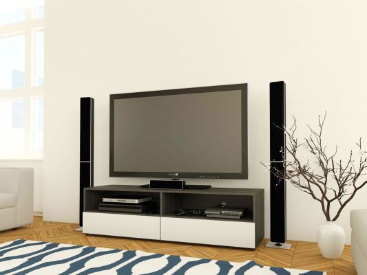 Allure 60-inch Allure TV Stand (White & Ebony)