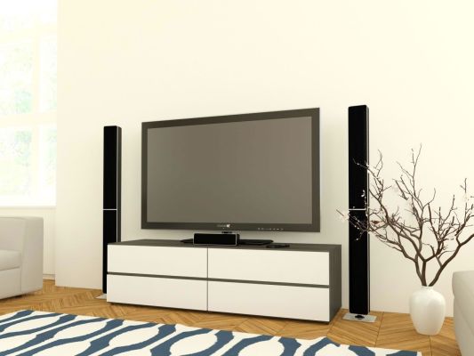 Allure 60-inch TV Stand (White & Ebony)