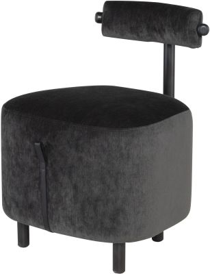 Loop Dining Chair (Pewter Velvet Seat with Black Steel Legs)