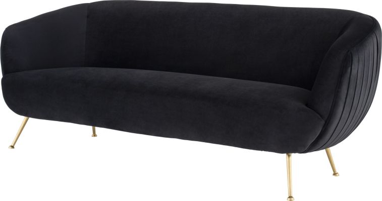 Sofia Triple Seat Sofa (Black with Gold Legs)
