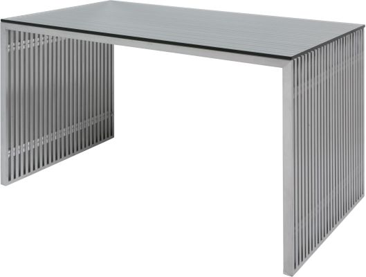 Amici Desk Table (Silver with Glass Top)