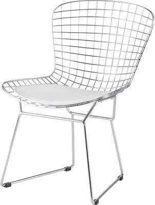 Wireback Dining Chair (White with Silver Frame)