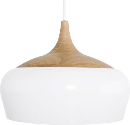 Liam Pendant Light (Small - White with Raw Ash Fixture)