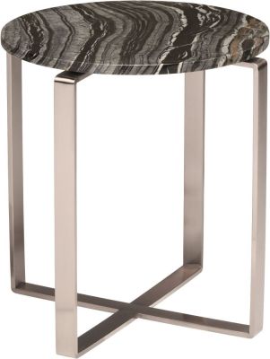 Rosa Side Table (Black Wood Vein with Silver Base)