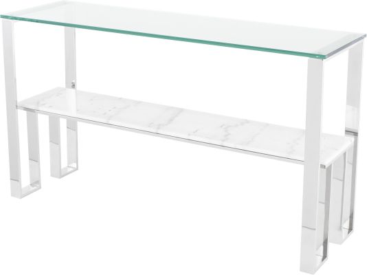 Tierra Console Table (White with Polished Stainless Base)